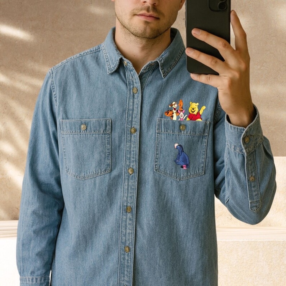 Vintage Winnie the Pooh Denim Shirt – Disney Embroidery